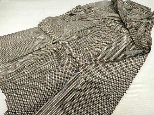 平和屋着物●男性　馬乗り袴　縞　正絹　逸品　AABJ6583cs