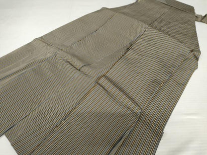平和屋着物●男性　馬乗り袴　縞　正絹　逸品　AABJ6583cs