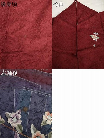 平和屋着物●豪華振袖　駒刺繍　御所車枝垂れ桜文　暈し染め　正絹　逸品　AABJ6584cs