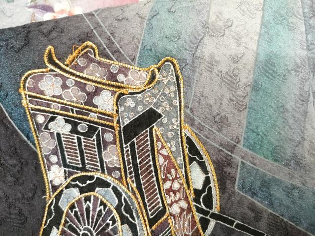 平和屋着物●豪華振袖　駒刺繍　御所車枝垂れ桜文　暈し染め　正絹　逸品　AABJ6584cs