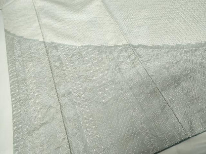 平和屋着物●本場縞大島紬　訪問着　絞り　刺繍　刺し子　吉祥花文　正絹　逸品　AABJ6585cs