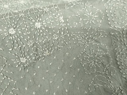 平和屋着物●本場縞大島紬　訪問着　絞り　刺繍　刺し子　吉祥花文　正絹　逸品　AABJ6585cs