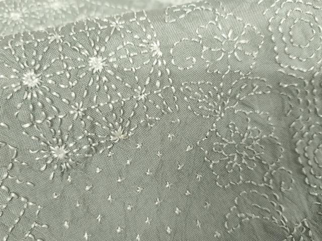 平和屋着物●本場縞大島紬　訪問着　絞り　刺繍　刺し子　吉祥花文　正絹　逸品　AABJ6585cs