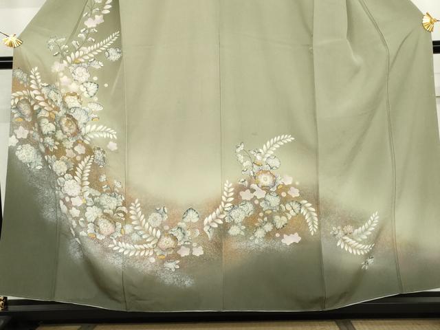 平和屋着物●訪問着　辻が花　暈し染め　金彩　銀通し地　正絹　逸品　AABJ6587cs