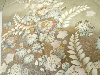 平和屋着物●訪問着　辻が花　暈し染め　金彩　銀通し地　正絹　逸品　AABJ6587cs