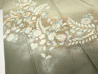 平和屋着物●訪問着　辻が花　暈し染め　金彩　銀通し地　正絹　逸品　AABJ6587cs