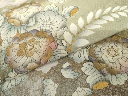 平和屋着物●訪問着　辻が花　暈し染め　金彩　銀通し地　正絹　逸品　AABJ6587cs