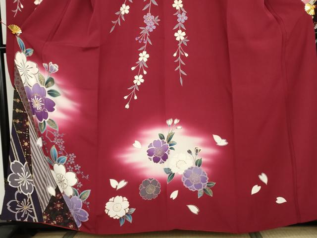 平和屋着物●豪華振袖　枝垂れ桜文　暈し染め　金彩　正絹　逸品　AABJ6589cs