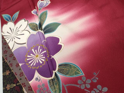 平和屋着物●豪華振袖　枝垂れ桜文　暈し染め　金彩　正絹　逸品　AABJ6589cs