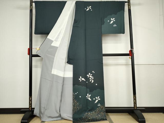 平和屋着物●訪問着　絞り　草花文　金銀彩　正絹　逸品　未使用　AABJ6591cs