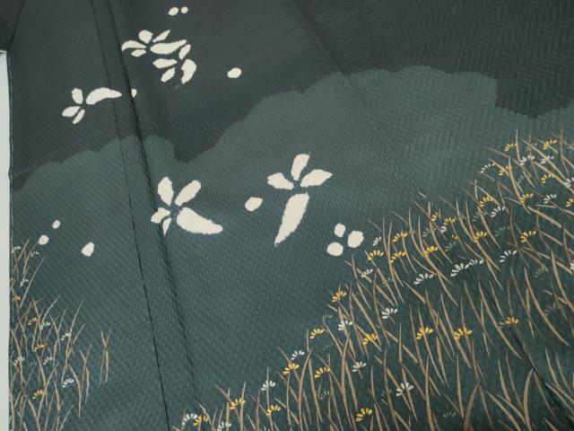 平和屋着物●訪問着　絞り　草花文　金銀彩　正絹　逸品　未使用　AABJ6591cs