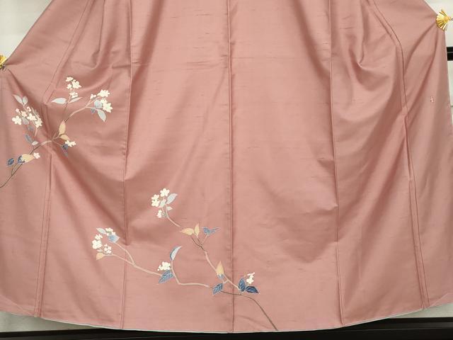 平和屋着物●本加賀友禅作家　成竹登茂男　白山紬　訪問着　枝花文　正絹　逸品　未使用　AABJ6594cs
