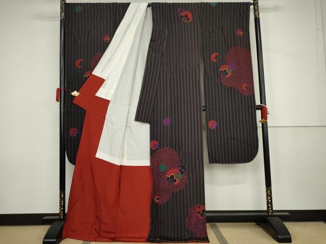 平和屋着物●豪華振袖　舞梅　雪輪桜文　ロング丈　正絹　逸品　未使用　AABJ6597cs