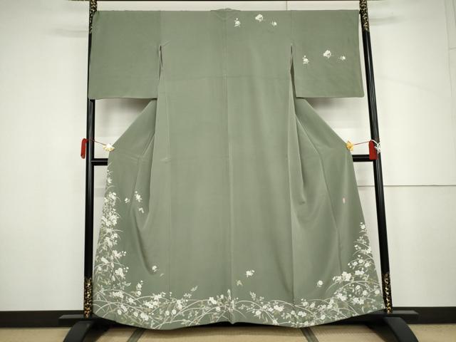 平和屋着物●訪問着　友禅　作家物　芝花文　正絹　逸品　AABJ6599cs