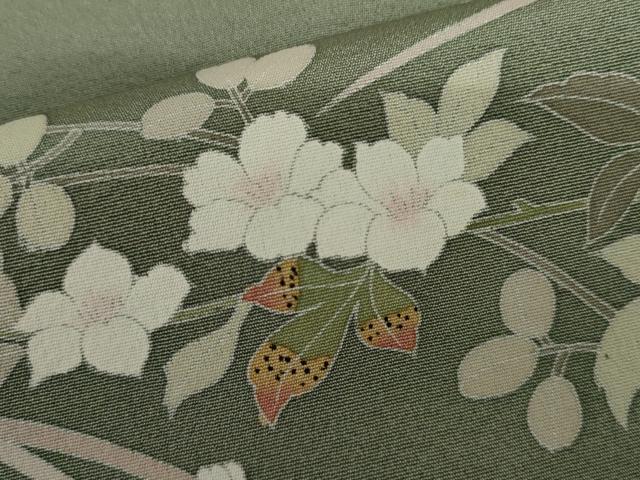 平和屋着物●訪問着　友禅　作家物　芝花文　正絹　逸品　AABJ6599cs
