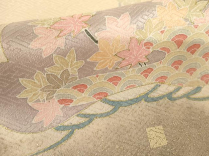 平和屋着物●訪問着　絞り　花松文　金彩　正絹　逸品　AABJ6602cs