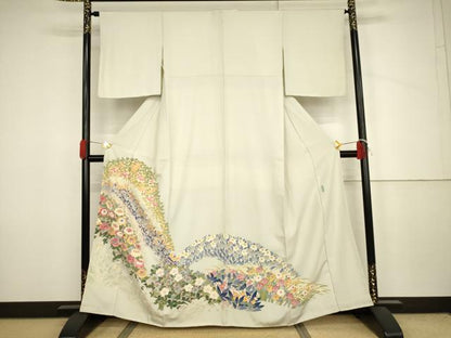 平和屋着物●本加賀友禅作家　押田正義　色留袖　草花文　正絹　逸品　AABJ6603cs