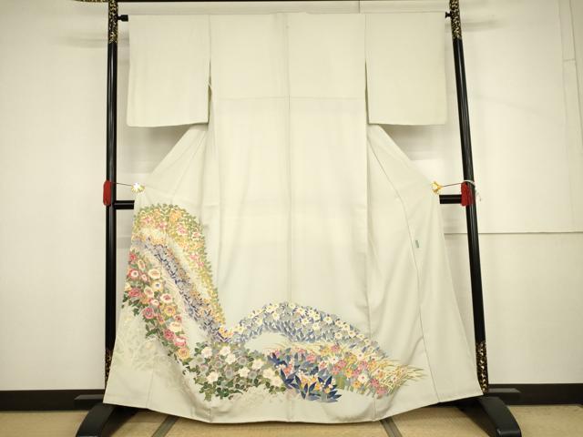 平和屋着物●本加賀友禅作家　押田正義　色留袖　草花文　正絹　逸品　AABJ6603cs