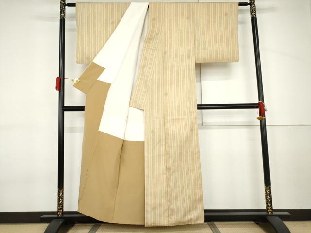 平和屋着物●お召　名物裂　金糸　正絹　逸品　AABJ6605cs