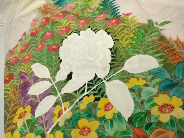 平和屋着物●訪問着　手描き　草花文　暈し染め　正絹　逸品　AABJ6606cs