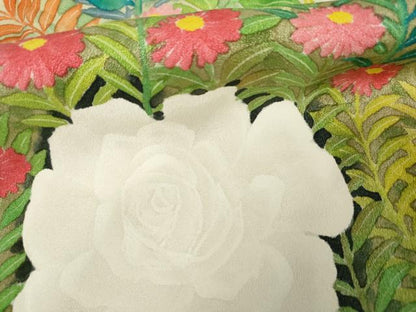 平和屋着物●訪問着　手描き　草花文　暈し染め　正絹　逸品　AABJ6606cs