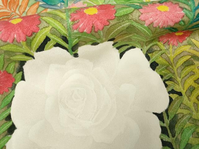 平和屋着物●訪問着　手描き　草花文　暈し染め　正絹　逸品　AABJ6606cs