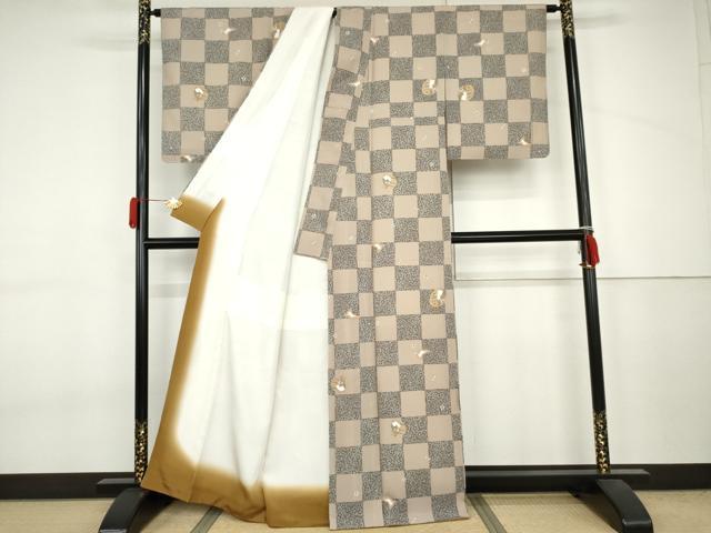 平和屋着物●上質な小紋　桜市松にうさぎ　正絹　逸品　AABJ6608cs