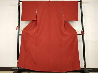 平和屋着物●上質な色無地　朱・緋色　正絹　逸品　AABJ6611cs