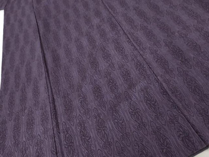 平和屋着物●お召　洋花文　桑の実色地　正絹　逸品　AABJ6614cs