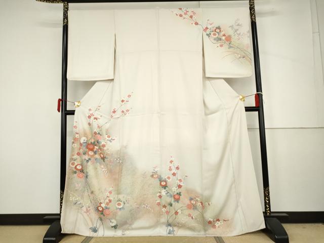 平和屋着物●訪問着　刺繍　枝花文　暈し染め　金彩　正絹　逸品　AABJ6615cs