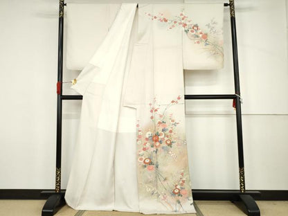 平和屋着物●訪問着　刺繍　枝花文　暈し染め　金彩　正絹　逸品　AABJ6615cs