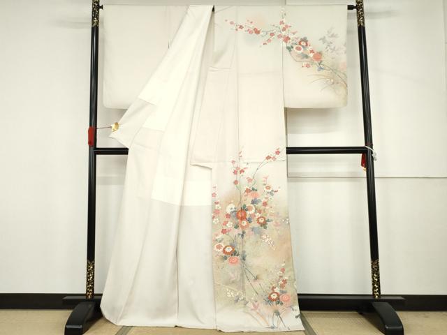 平和屋着物●訪問着　刺繍　枝花文　暈し染め　金彩　正絹　逸品　AABJ6615cs