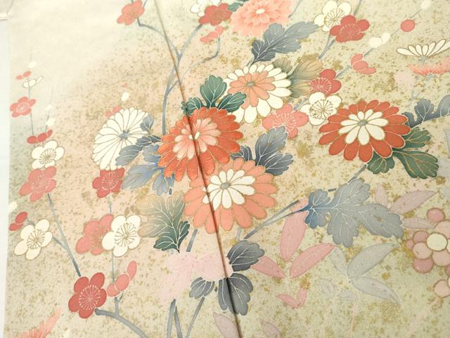 平和屋着物●訪問着　刺繍　枝花文　暈し染め　金彩　正絹　逸品　AABJ6615cs