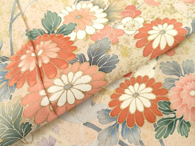 平和屋着物●訪問着　刺繍　枝花文　暈し染め　金彩　正絹　逸品　AABJ6615cs