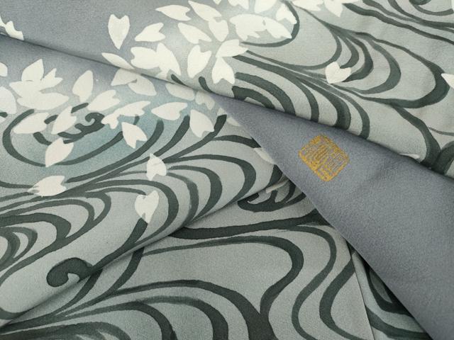 平和屋着物●訪問着　作家物　流水に舞桜　暈し染め　正絹　逸品　AABJ6618cs
