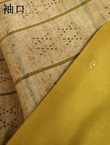 平和屋着物●花織　紬　格子　正絹　逸品　AABJ6620cs