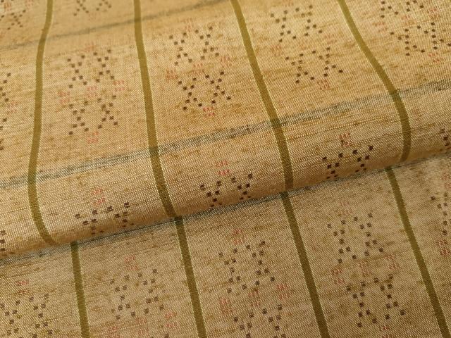 平和屋着物●花織　紬　格子　正絹　逸品　AABJ6620cs