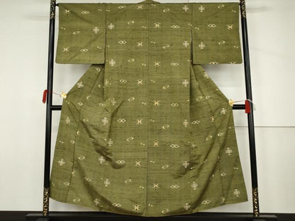 平和屋着物●上質な紬　琉球絣文様　正絹　逸品　AABJ6622cs
