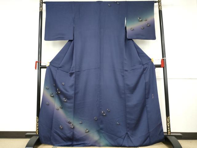 平和屋着物●訪問着　作家物　手描き　水玉　暈し染め　金彩　正絹　逸品　AABJ6629cs
