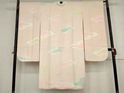 平和屋着物●振袖用長襦袢　袷　雲重ね文　暈し染め　正絹　逸品　AABJ6630cs
