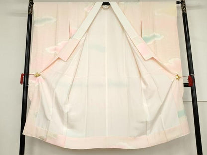 平和屋着物●振袖用長襦袢　袷　雲重ね文　暈し染め　正絹　逸品　AABJ6630cs