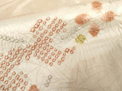 平和屋着物●上質な小紋　絞り　流水枝花文　暈し染め　正絹　逸品　AABJ6632cs