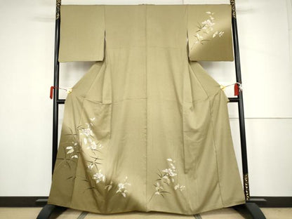 平和屋着物●訪問着　枝花文　暈し染め　金銀彩　正絹　逸品　AABJ6634cs