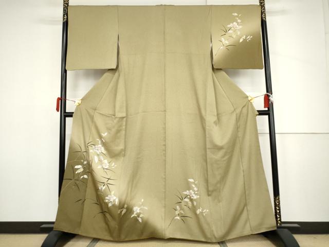 平和屋着物●訪問着　枝花文　暈し染め　金銀彩　正絹　逸品　AABJ6634cs