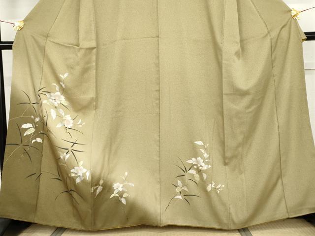 平和屋着物●訪問着　枝花文　暈し染め　金銀彩　正絹　逸品　AABJ6634cs