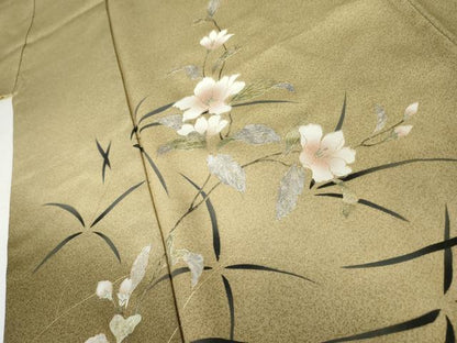 平和屋着物●訪問着　枝花文　暈し染め　金銀彩　正絹　逸品　AABJ6634cs