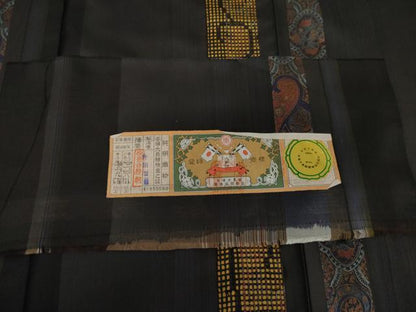 平和屋着物●本場縞大島紬　訪問着　更紗花唐草文　ドロンワーク　井田哲則作　証紙付き　正絹　逸品　AABJ6640cs