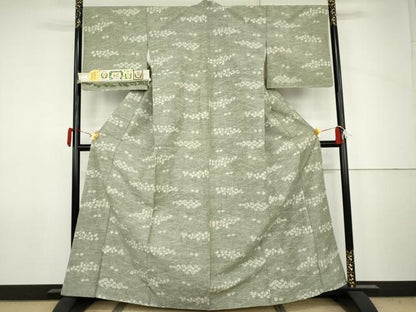平和屋着物●結城紬　草花文　証紙付き　正絹　逸品　未使用　AABJ6641cs