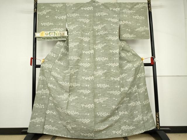 平和屋着物●結城紬　草花文　証紙付き　正絹　逸品　未使用　AABJ6641cs