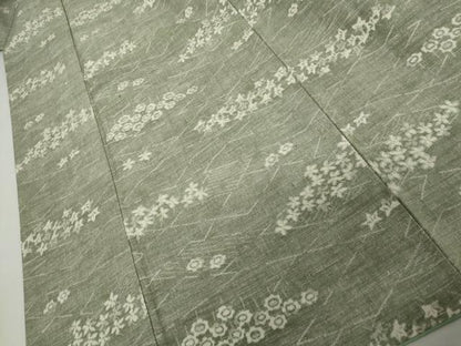 平和屋着物●結城紬　草花文　証紙付き　正絹　逸品　未使用　AABJ6641cs